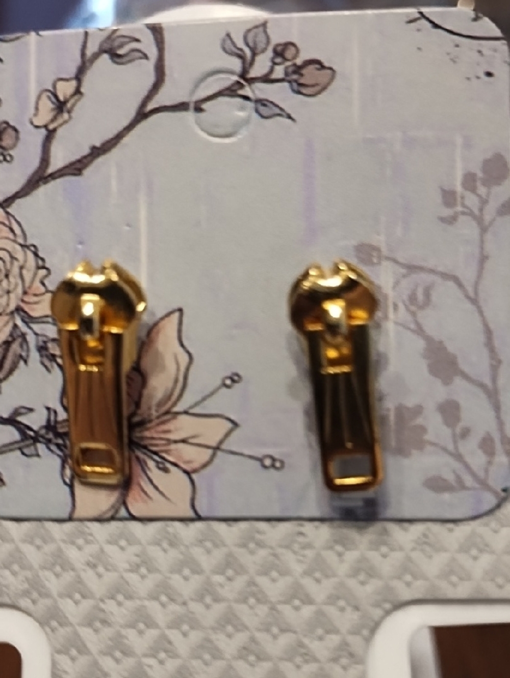 Gold Tone Zipper Earrings